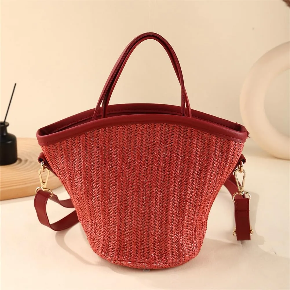 Straw Beach Bags for Women Woven Crossbody Bags Handmade Tote Bag Raffia Bag Straw Purse Sling Bag Handbag Summer Vacation