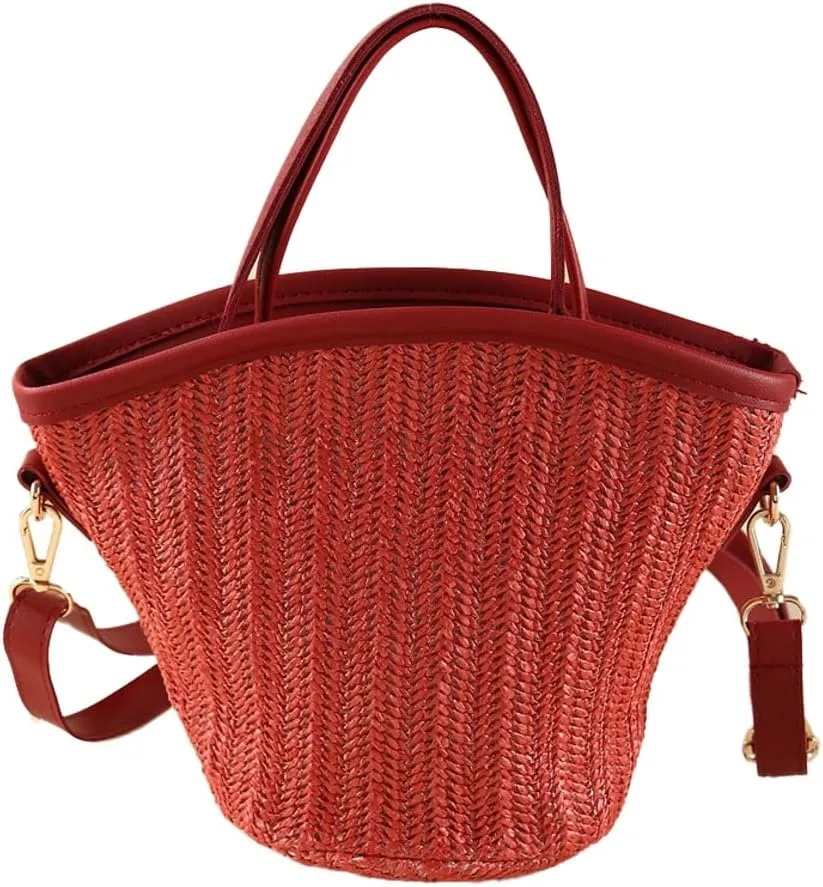 Straw Beach Bags for Women Woven Crossbody Bags Handmade Tote Bag Raffia Bag Straw Purse Sling Bag Handbag Summer Vacation
