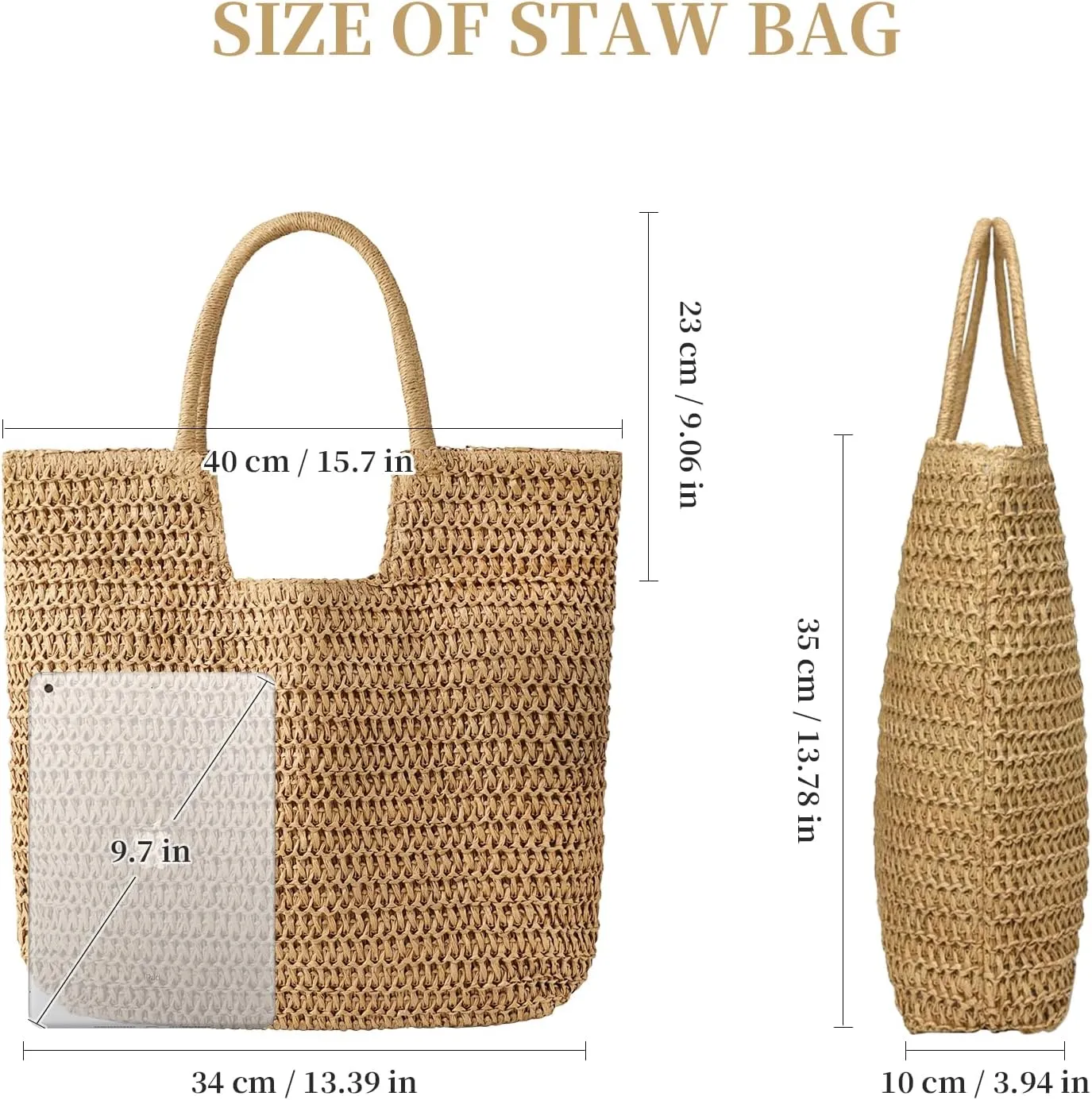 Straw Beach Bags for Women Woven Tote Bag Shoulder Handbags Summer Raffia Straw Purse Large Beach Bag for Vacation