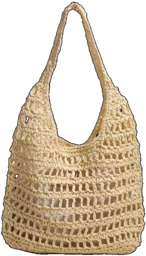 Straw Beach Vacation Tote Bags for Women Raffia Woven Crochet Boho Hobo Shoulder Bag Summer Large Mesh Handbags