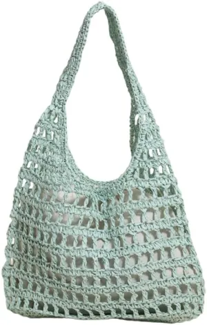 Straw Beach Vacation Tote Bags for Women Raffia Woven Crochet Boho Hobo Shoulder Bag Summer Large Mesh Handbags