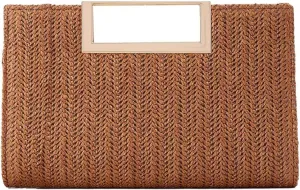 Straw Clutch for Women Summer Clutch Top Handle Straw Evening Bag Raffia Crossbody Purses Woven Beach Clutch