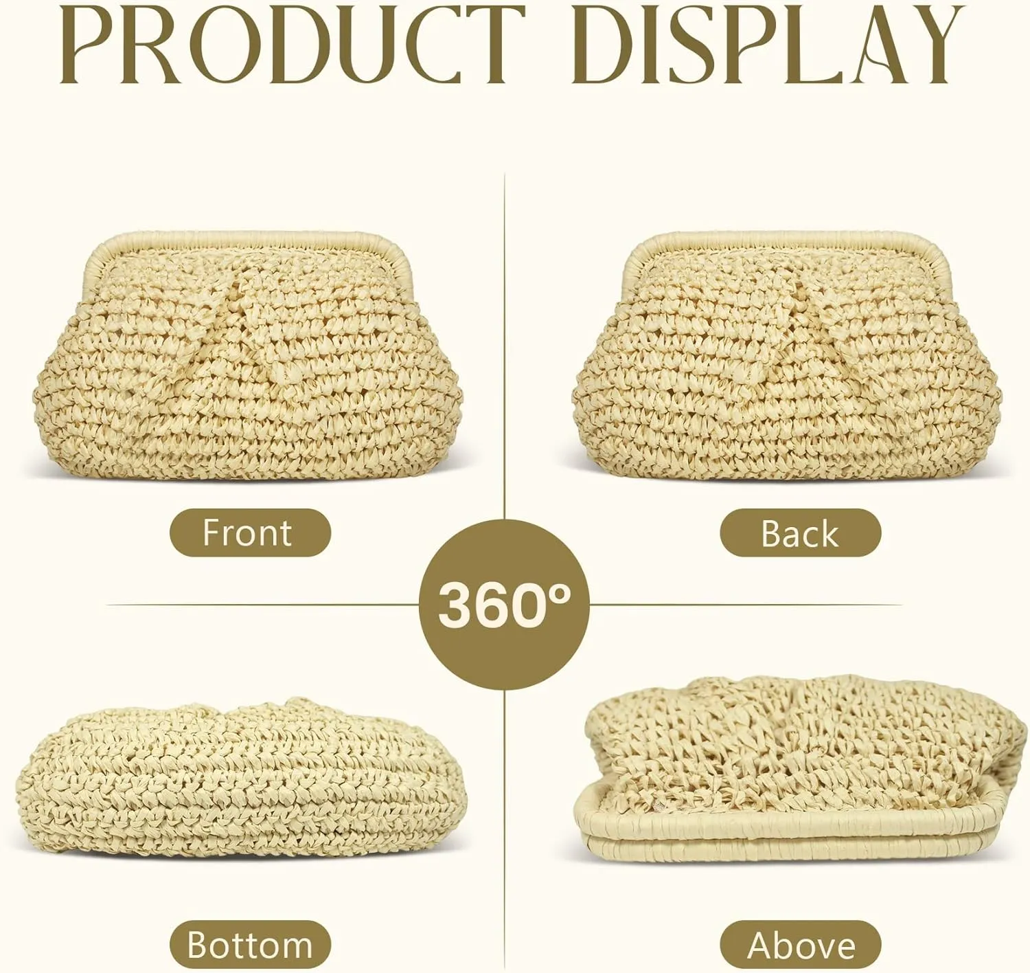 Straw Clutch Purse for Women, Cloud Dumpling Pouch, Straw Crossbody Shoulder Handbag, Summer Beach Woven Bag 2025