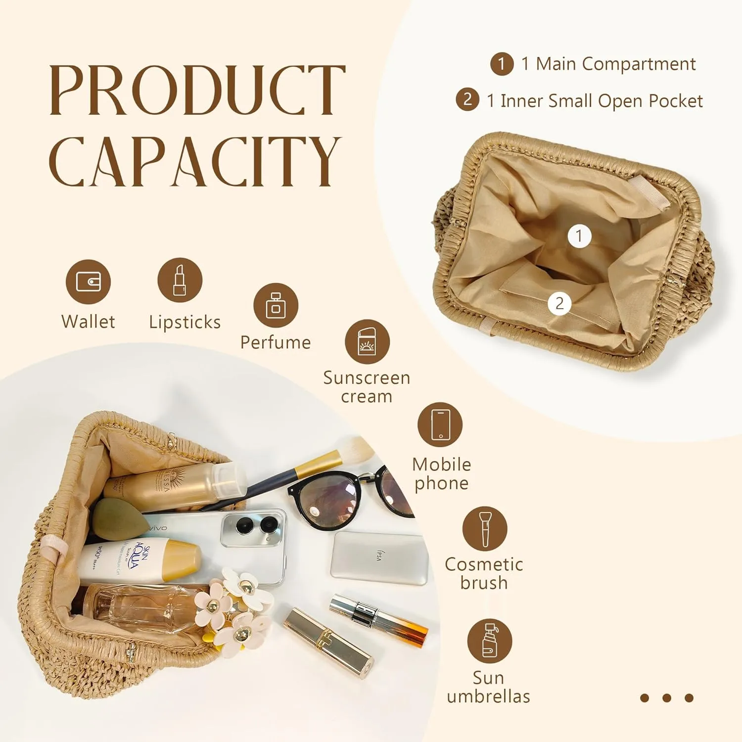 Straw Clutch Purse for Women, Cloud Dumpling Pouch, Straw Crossbody Shoulder Handbag, Summer Beach Woven Bag 2025
