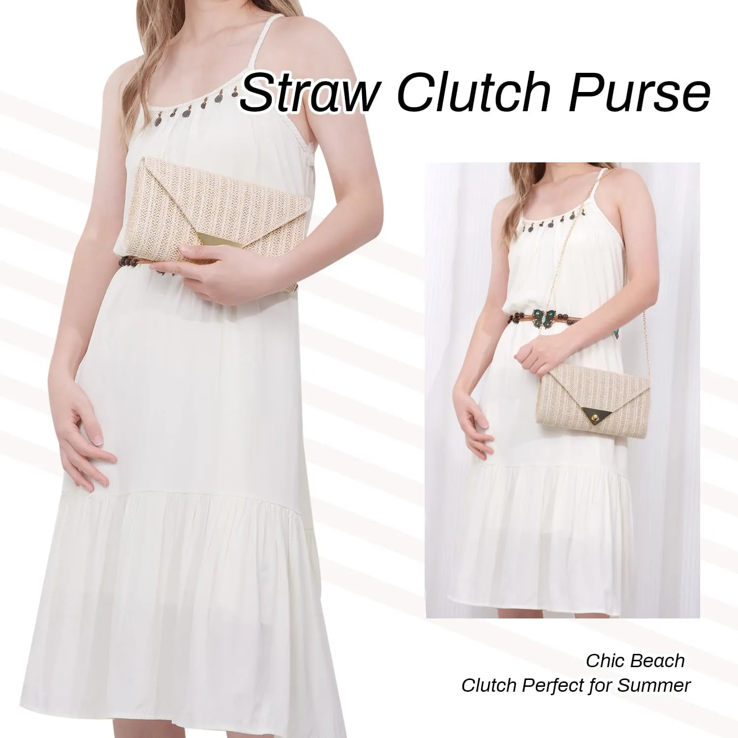Straw Clutch Purse for Women Rattan Raffia Evening Handbags Summer Beach Bag Envelope Handbag 2025