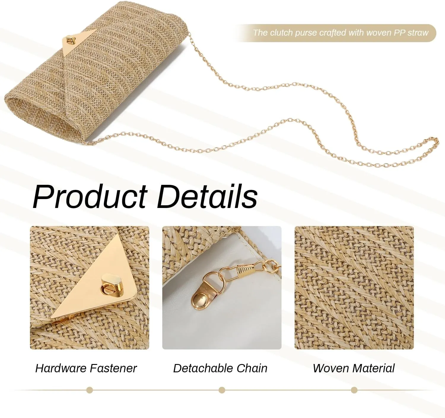 Straw Clutch Purse for Women Rattan Raffia Evening Handbags Summer Beach Bag Envelope Handbag 2025