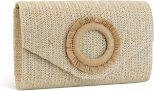 Straw Clutch Purse for Women,Summer Woven Beach Bag,Envelope Evening Handbags for Wedding Vacation Travel Party 2025