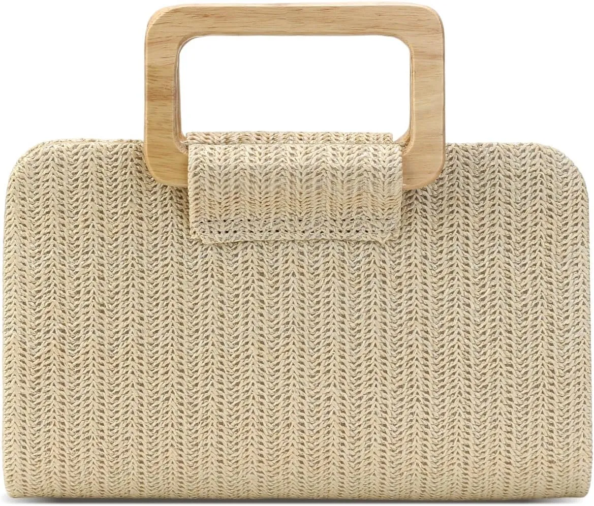 Straw Clutch Purse for Women,Top Handle Evening Handbag Raffia Shoulder Crossbody Bag Summer Beach Purse 2025