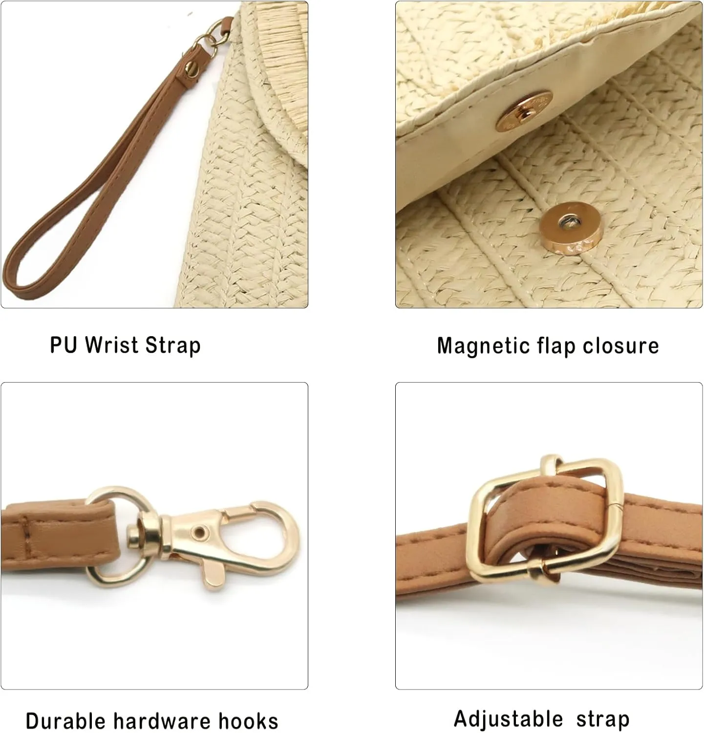 Straw Clutch Purses for Women Straw Crossbody Bags Summer Beach Bag Rattan Purse Woven Clutch Handbag