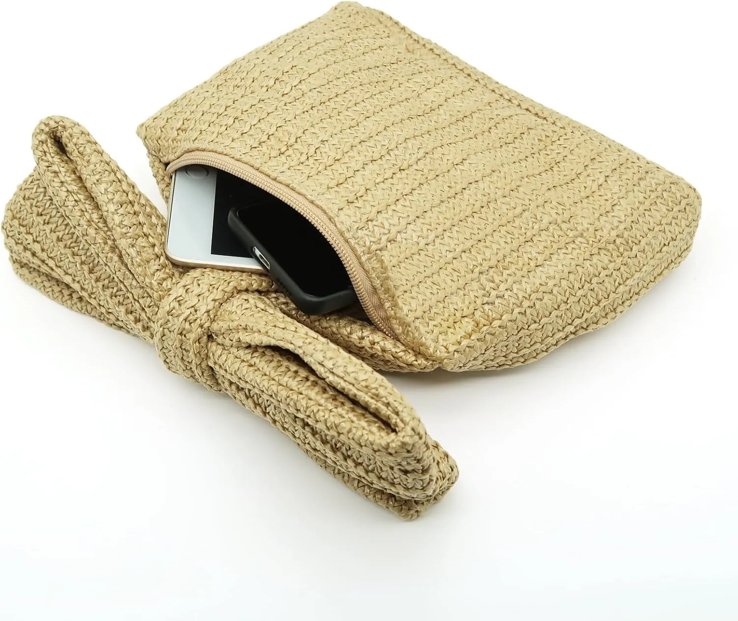 Straw Clutch Purses for Women Summer Woven Beach Purse Raffia Handbag Vacation Tote