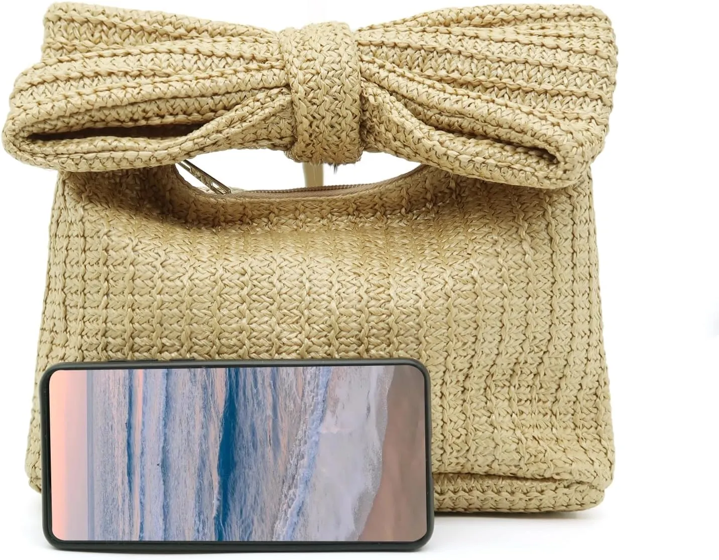 Straw Clutch Purses for Women Summer Woven Beach Purse Raffia Handbag Vacation Tote