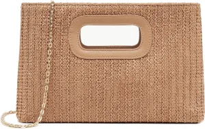Straw Purse Top Handle Clutch Bag, Woven Beach Shoulder Crossbody Bag Raffia Handbag Raffia Summer Vacation Tote