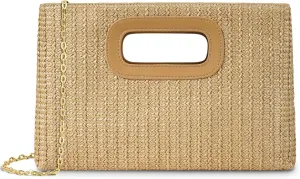 Straw Purse Top Handle Clutch Bag, Woven Beach Shoulder Crossbody Bag Raffia Handbag Raffia Summer Vacation Tote