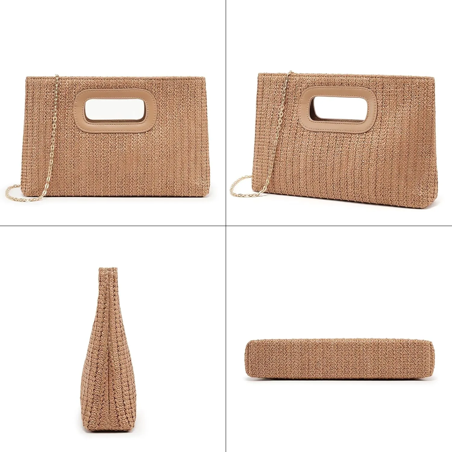 Straw Purse Top Handle Clutch Bag, Woven Beach Shoulder Crossbody Bag Raffia Handbag Raffia Summer Vacation Tote