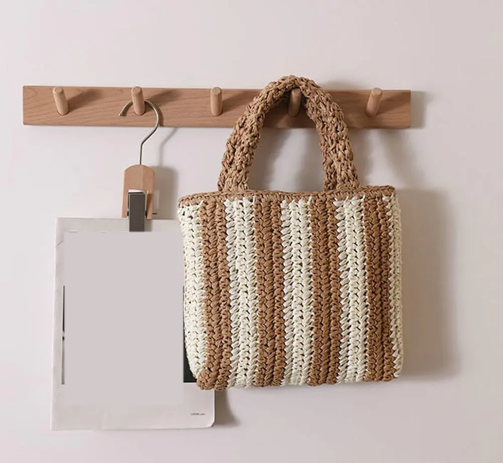 Straw Tote Bag for Women Handmade Handbags for Women Woven Raffia Beach Travel Bags Shopping