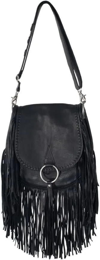 STS Ranchwear Womens Indie Saddle Black Buffalo Leather Saddle Bag OS