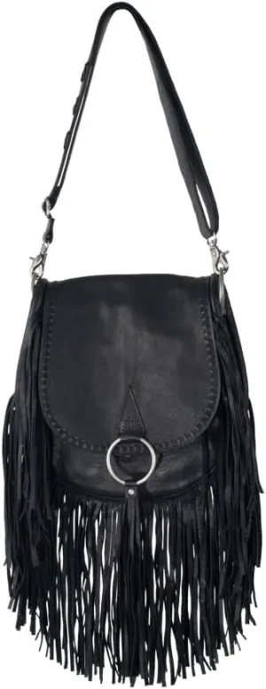 STS Ranchwear Womens Indie Saddle Black Buffalo Leather Saddle Bag OS