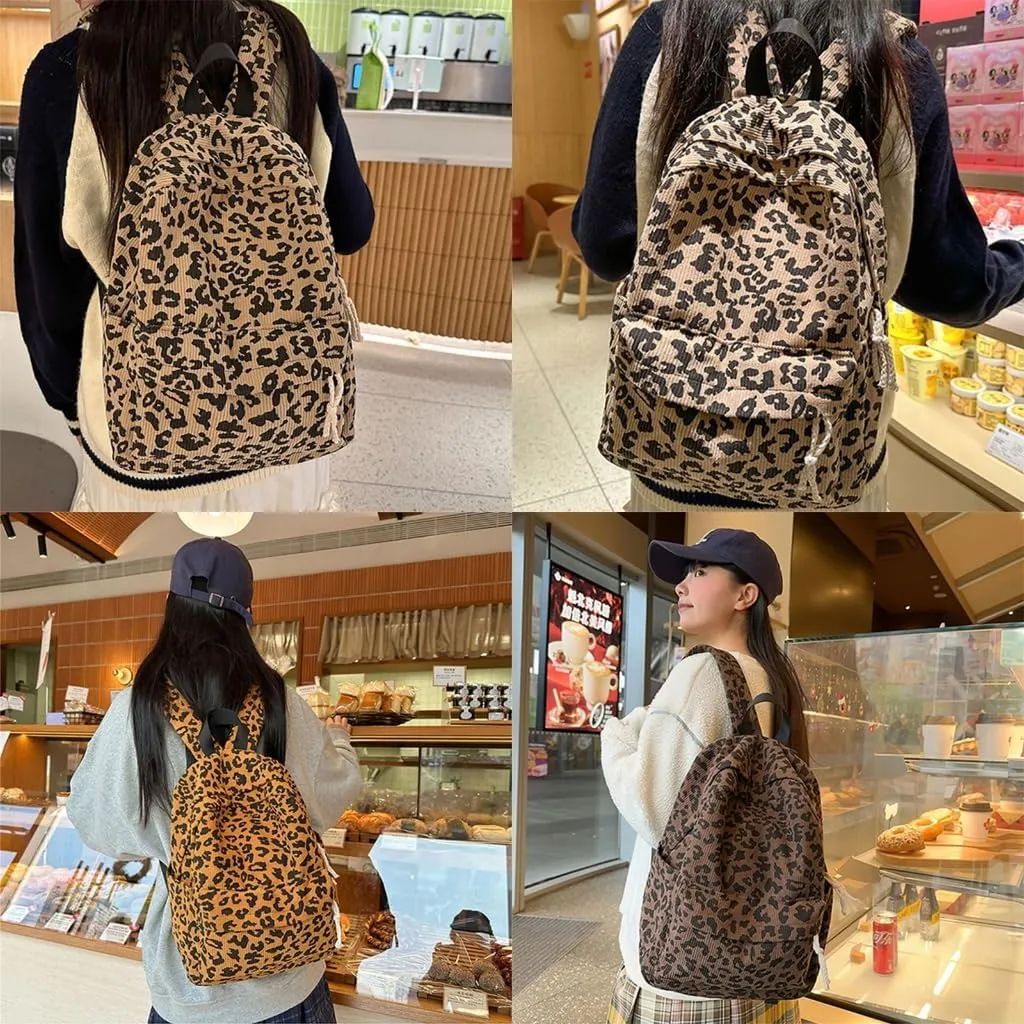 Student School Bag Autumn Winter Backpack Large Capacity Laptop Daypacks Leopards Print Backpack Travel Preppy Bag