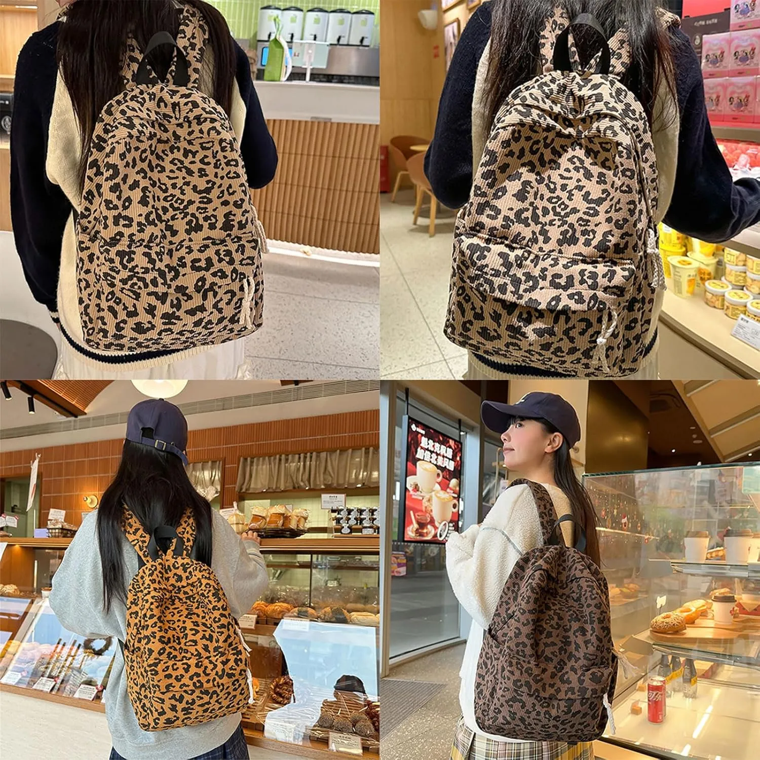 Student School Bag Autumn Winter Backpack Large Capacity Laptop Daypacks Leopards Print Backpack Travel Preppy Bag