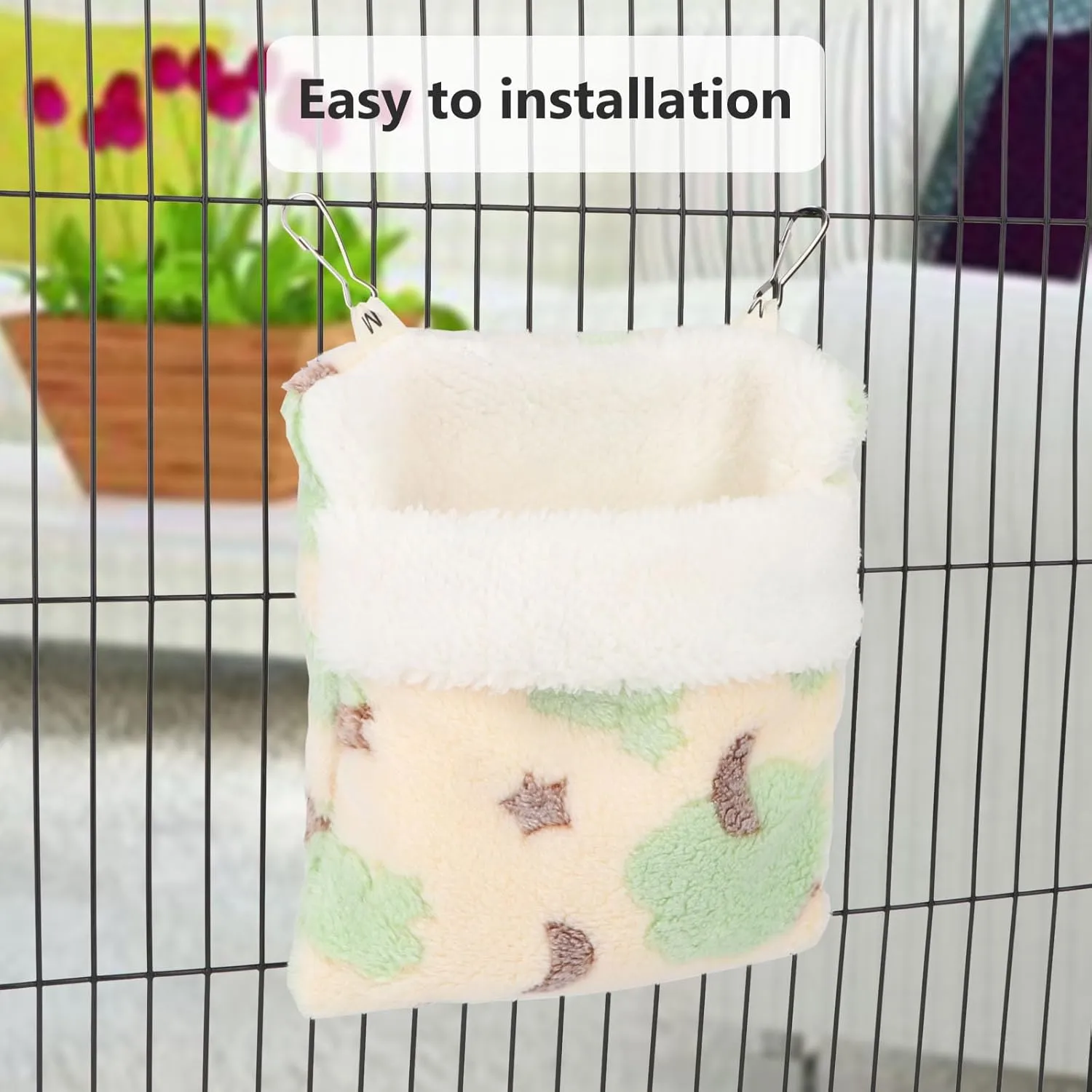 Sugar Glider Sleeping Pouch Bag, Warm Hamster Hammock Pouch Sack Small Pet Hanging Bed for Hamster Rat Hedgehog Squirrel and Other Small Animal (Green)