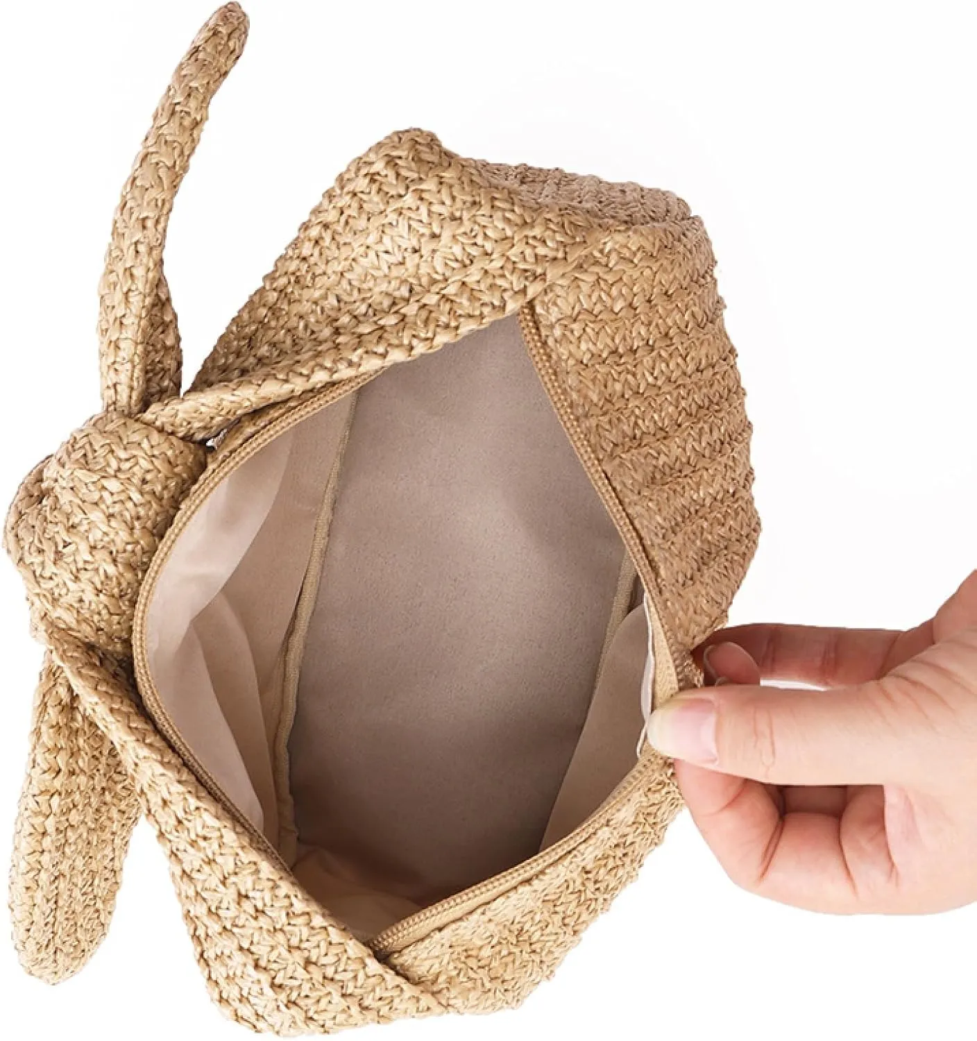 Summer Clutch Purses Women 2025 Knot Bow Top Handle Straw Crescent Handbag Vacation Beach Wallets Casual Pouch