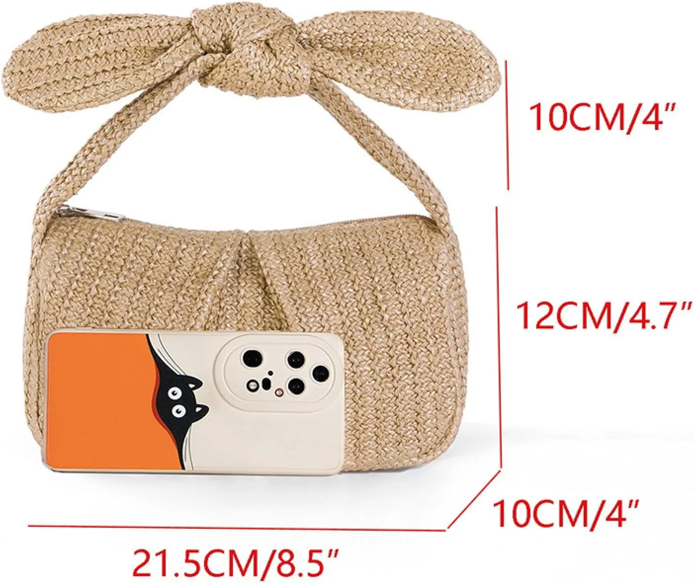 Summer Clutch Purses Women 2025 Knot Bow Top Handle Straw Crescent Handbag Vacation Beach Wallets Casual Pouch