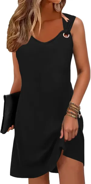Summer Dresses for Women 2025 Sundresses Sleeveless Beach Swimsuit Cover Ups Spring Casual Loose Tank Tshirt Sun Dress