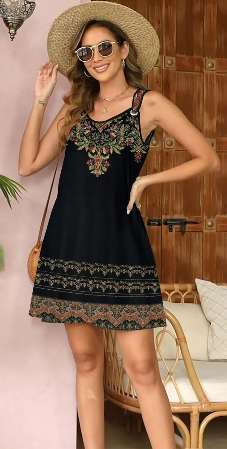 Summer Dresses for Women 2025 Sundresses Sleeveless Beach Swimsuit Cover Ups Spring Casual Loose Tank Tshirt Sun Dress