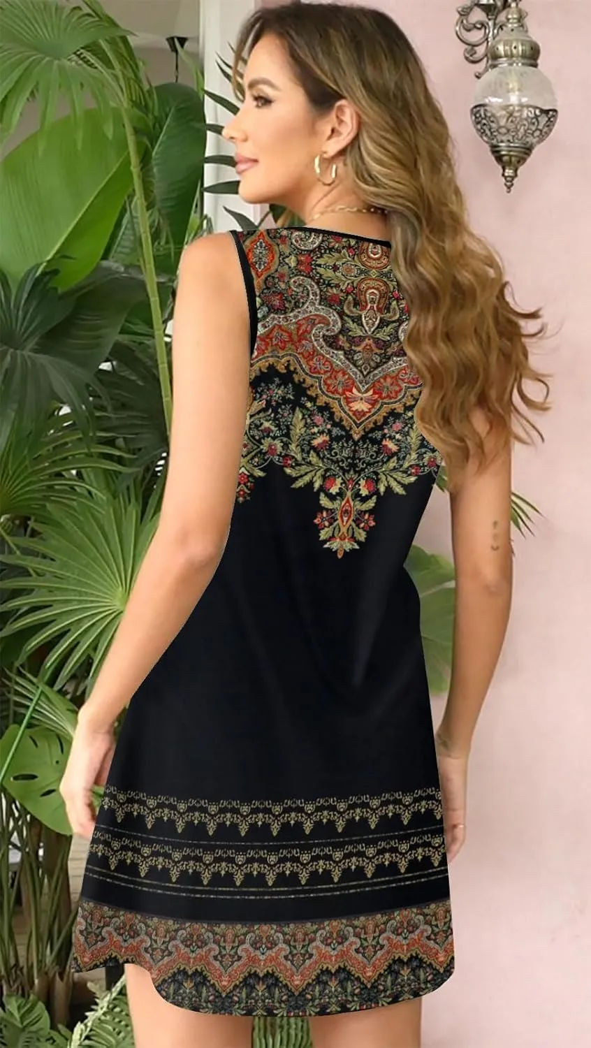 Summer Dresses for Women 2025 Sundresses Sleeveless Beach Swimsuit Cover Ups Spring Casual Loose Tank Tshirt Sun Dress