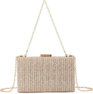 Summer Straw Clutch Purses for Women Raffia Evening Bag Woven Crossbody Handbags for Party Wedding