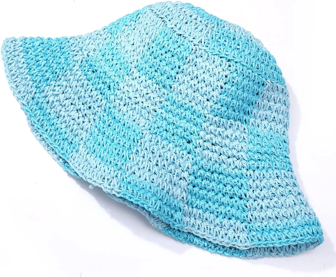 Sun Hats Checkerboard Straw Bucket Hat for Women Packable Crochet Wide Brim Floppy Beach Hats Traveling Summer Accessories