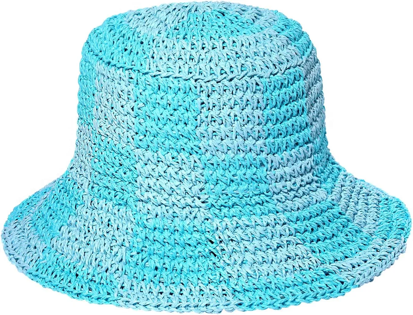 Sun Hats Checkerboard Straw Bucket Hat for Women Packable Crochet Wide Brim Floppy Beach Hats Traveling Summer Accessories