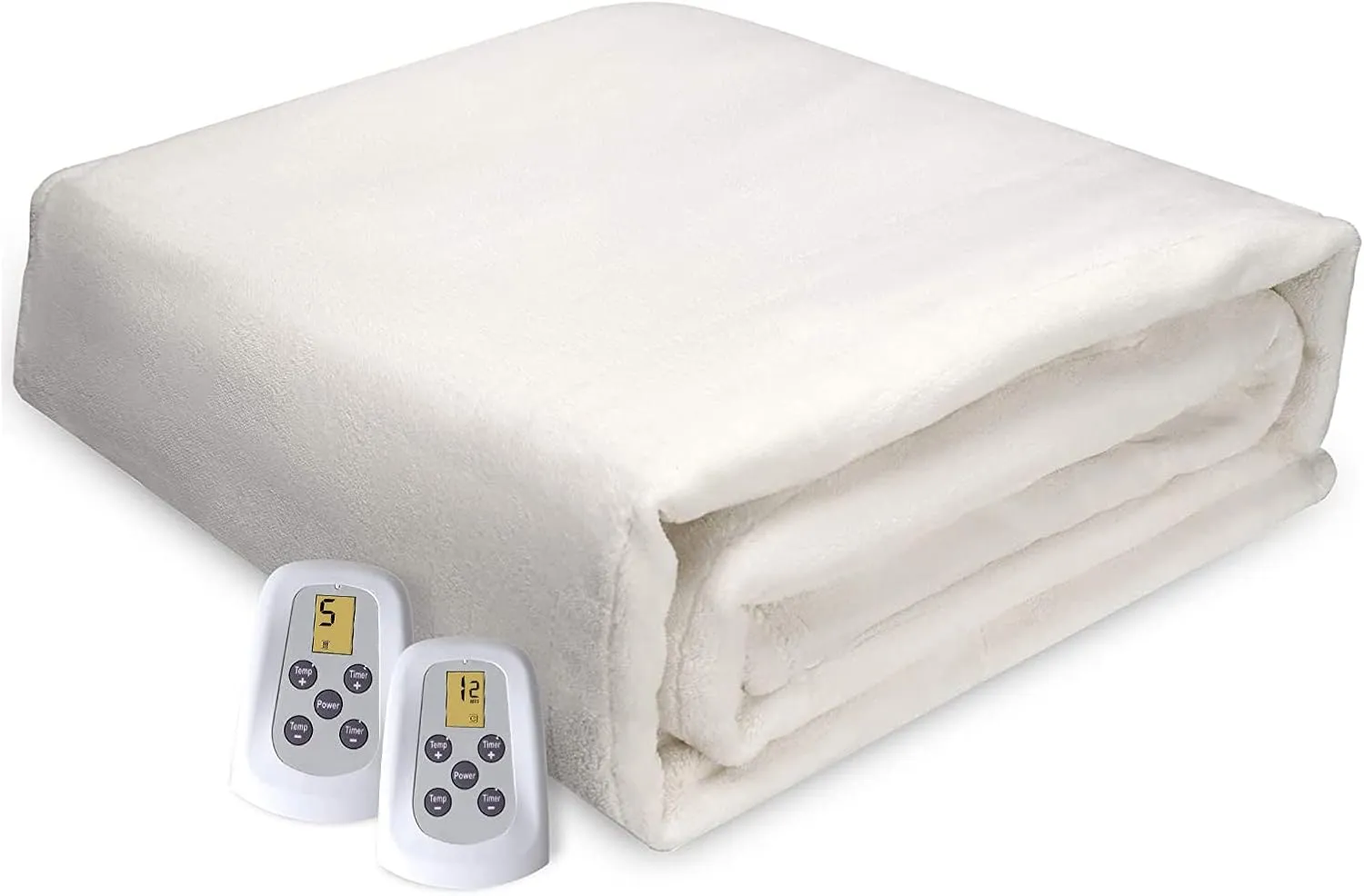 Sunvivi Heated Electric Blanket Queen Size with Dual Control, 5 Years Warranty, 10 Heat Settings, 12 Hours Auto Off, Machine Washable, ETL Certified, Overheating Protection, White