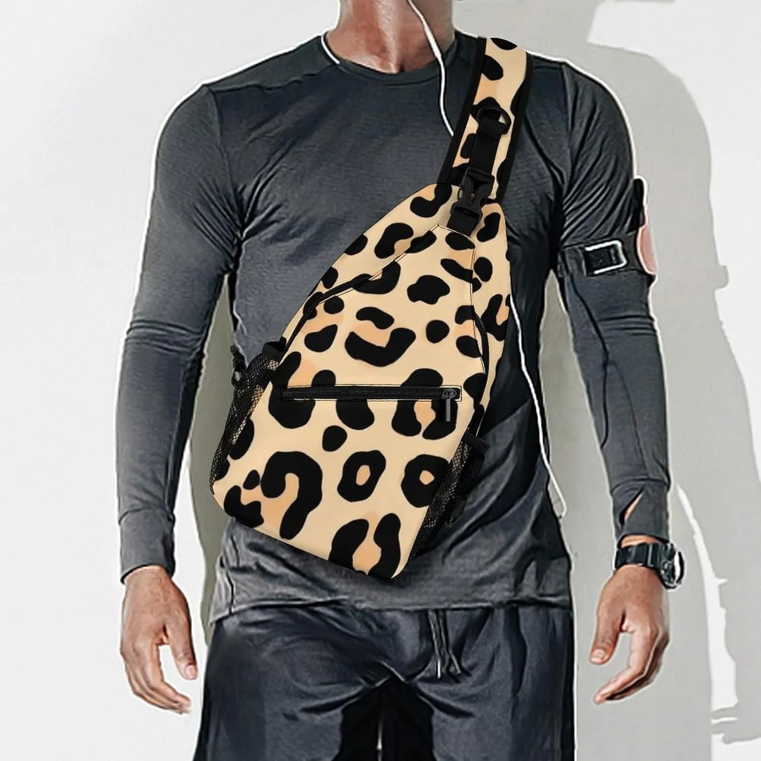 Supdreamc Men & Women Sling Bag Backpack Satchel Bookbags Travel Rucksack Daypack - Anti-Theft Multipurpose Animal Cheetah Leopard Print Carry On Bag, Handy Crossbody Daypacks