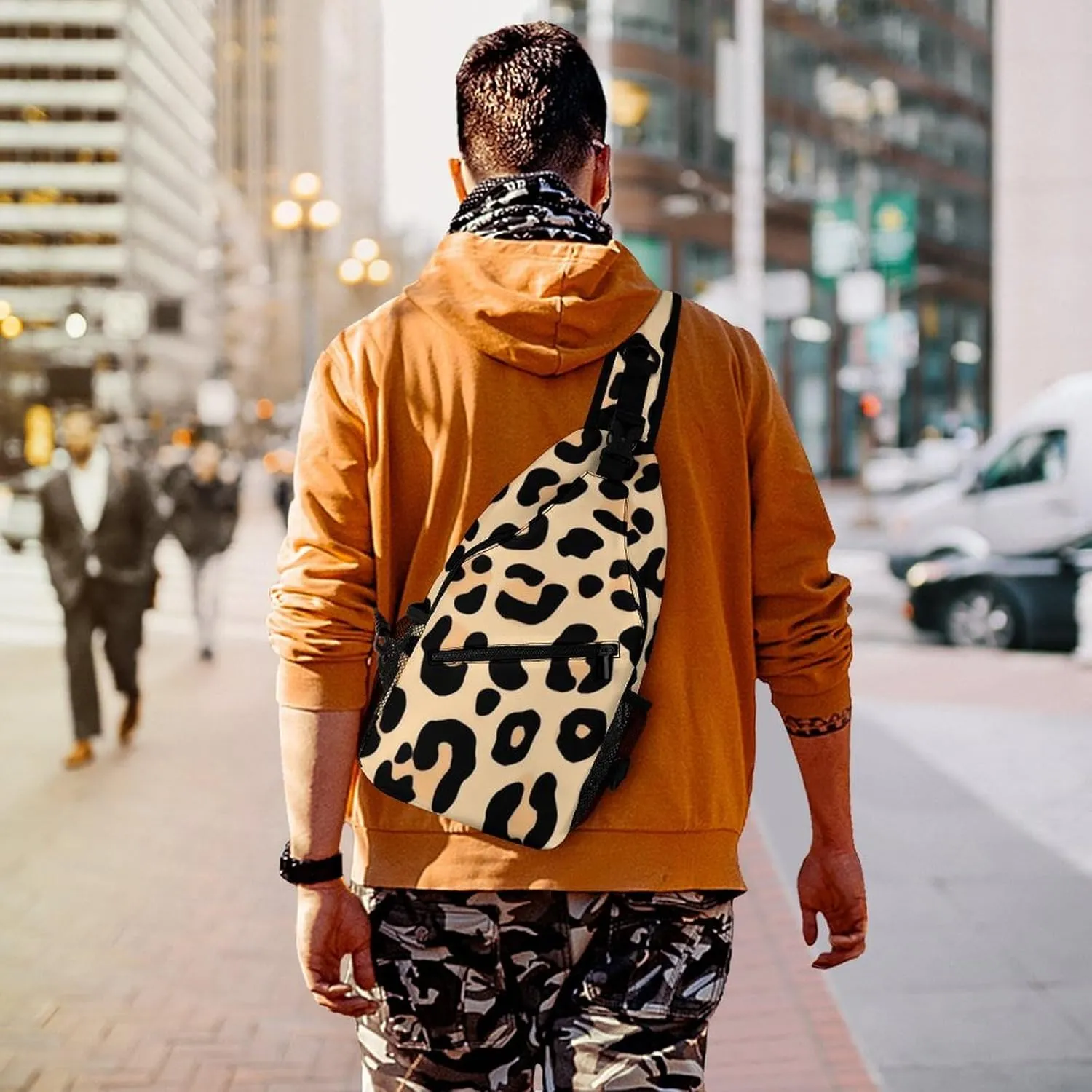 Supdreamc Men & Women Sling Bag Backpack Satchel Bookbags Travel Rucksack Daypack - Anti-Theft Multipurpose Animal Cheetah Leopard Print Carry On Bag, Handy Crossbody Daypacks