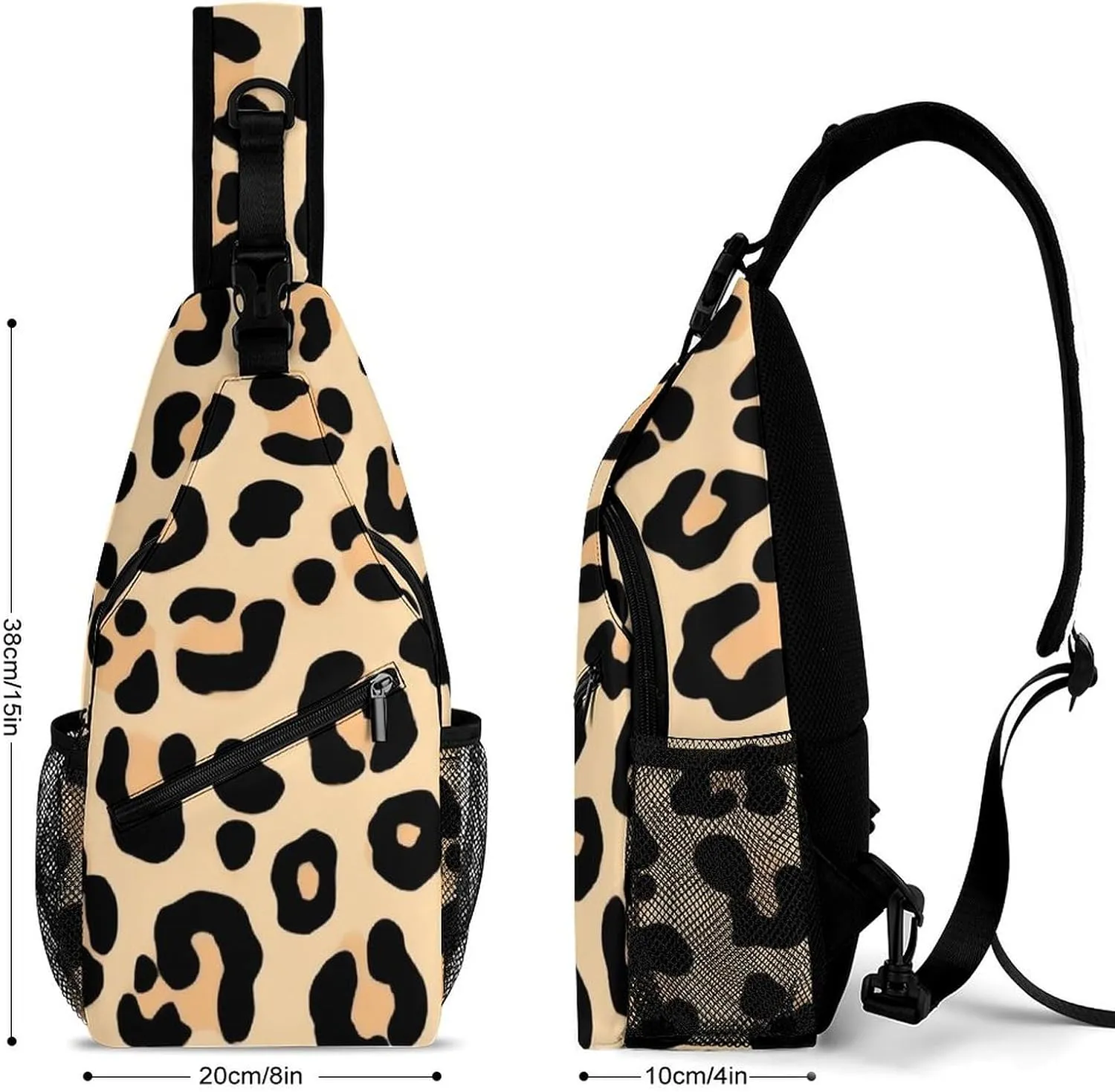 Supdreamc Men & Women Sling Bag Backpack Satchel Bookbags Travel Rucksack Daypack - Anti-Theft Multipurpose Animal Cheetah Leopard Print Carry On Bag, Handy Crossbody Daypacks