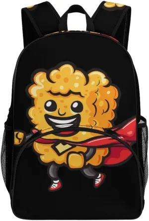 Super Hero Chicken Nuggets Backpack Print Laptop Bag Shoulder Bags Travel Casual Daypacks For Women Men