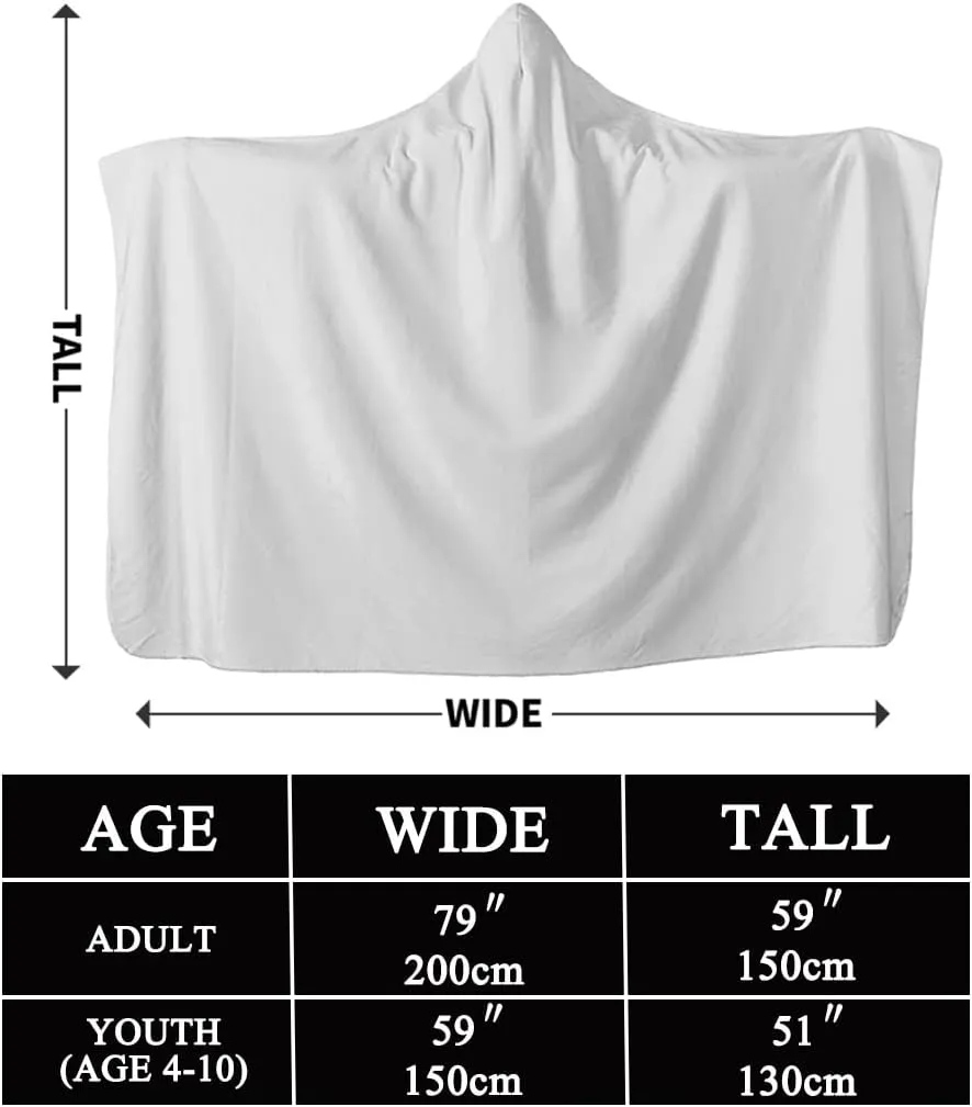 Super Soft Hooded Plush Blanket, 3D Print Viking - Odin Wolf - Crow - Spear - Wearable Sherpa Fleece Flannel Throw, Winter Warm Cape Wrap Blanket Bath Sheet for Men Women,Gray,Adult 79"X59"
