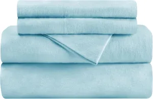 Superior Flannel Cotton Bed Sheet Set, Set Includes: One Flat Sheet, One Fitted Sheet and Two Pillowcases, Breathable, Modern Solid Classic, King, Light Blue