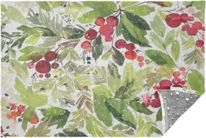 susiyo Watercolor Christmas Berries Spruce Green Throw Blanket with Storage Bag 65x55 inch Glowing Stars Blankets for Travel Airplane