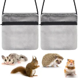 Sweetude 2 Pcs Sugar Glider Bonding Pouch Small Animal Outgoing Sleeping Bag Breathable Small Animal Carry Pouch with Shoulder Strap for Marmosets Squirrels Hamsters and Other Pets(Gray)