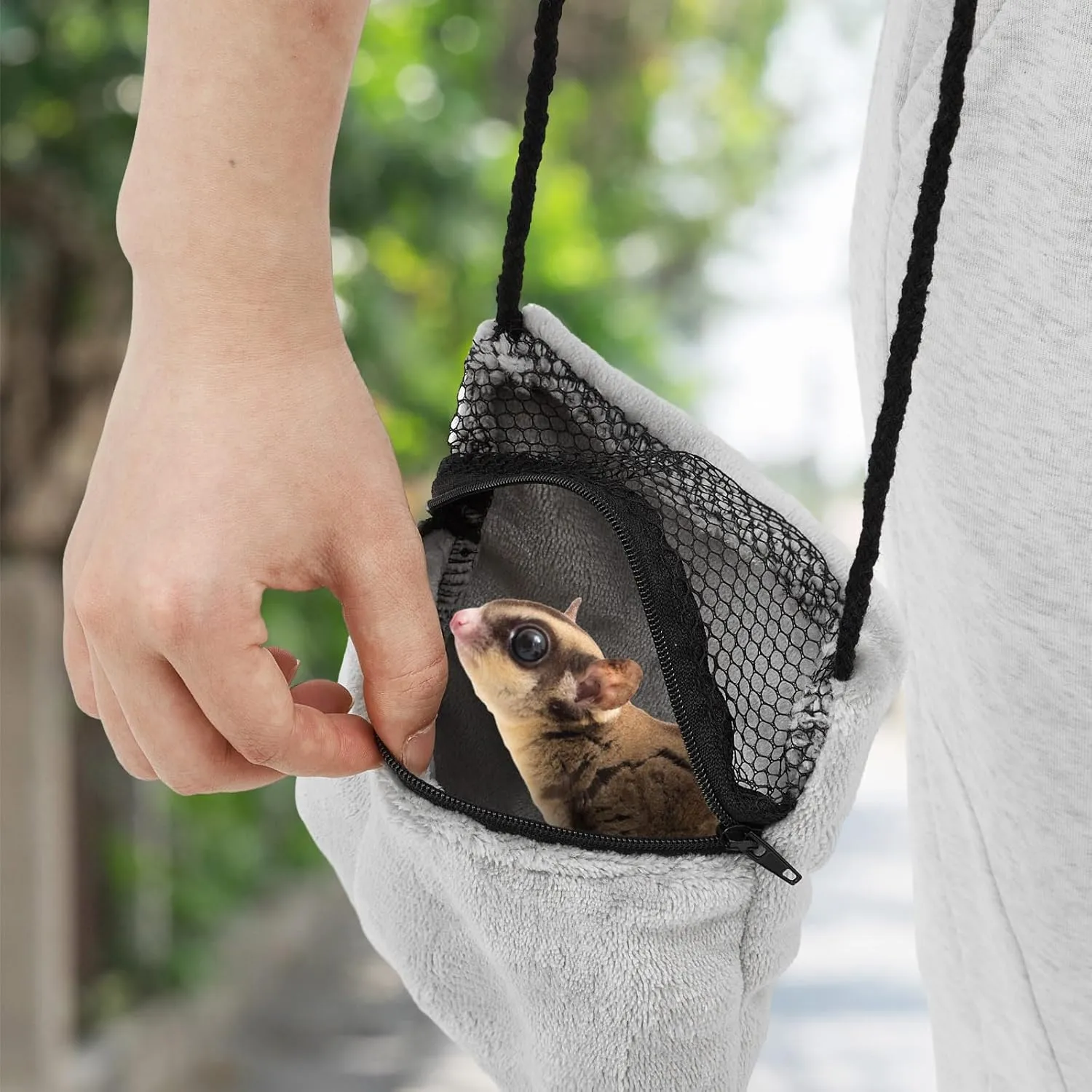 Sweetude 2 Pcs Sugar Glider Bonding Pouch Small Animal Outgoing Sleeping Bag Breathable Small Animal Carry Pouch with Shoulder Strap for Marmosets Squirrels Hamsters and Other Pets(Gray)