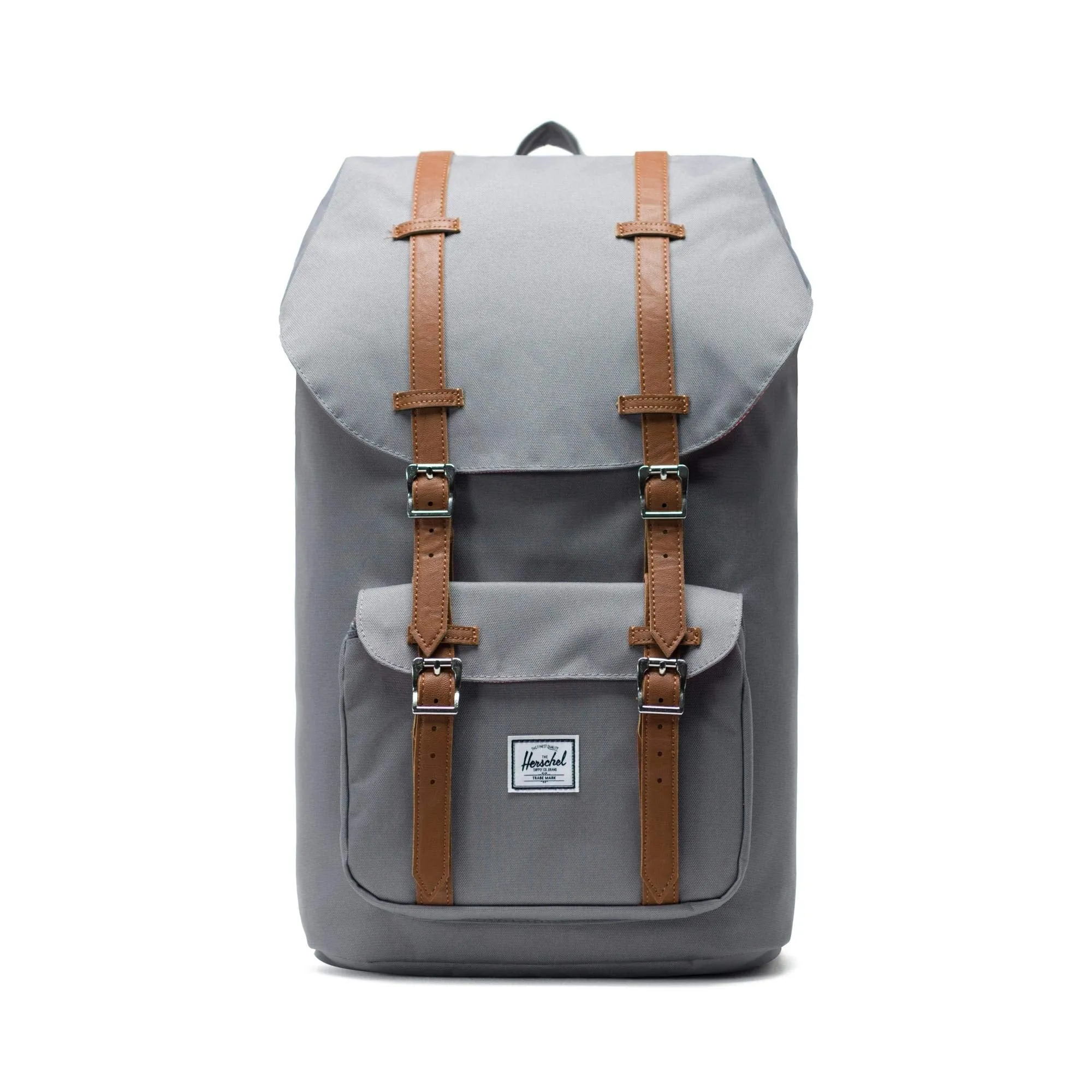 Tan Synthetic Leather Herschel Little America Backpack-Grey