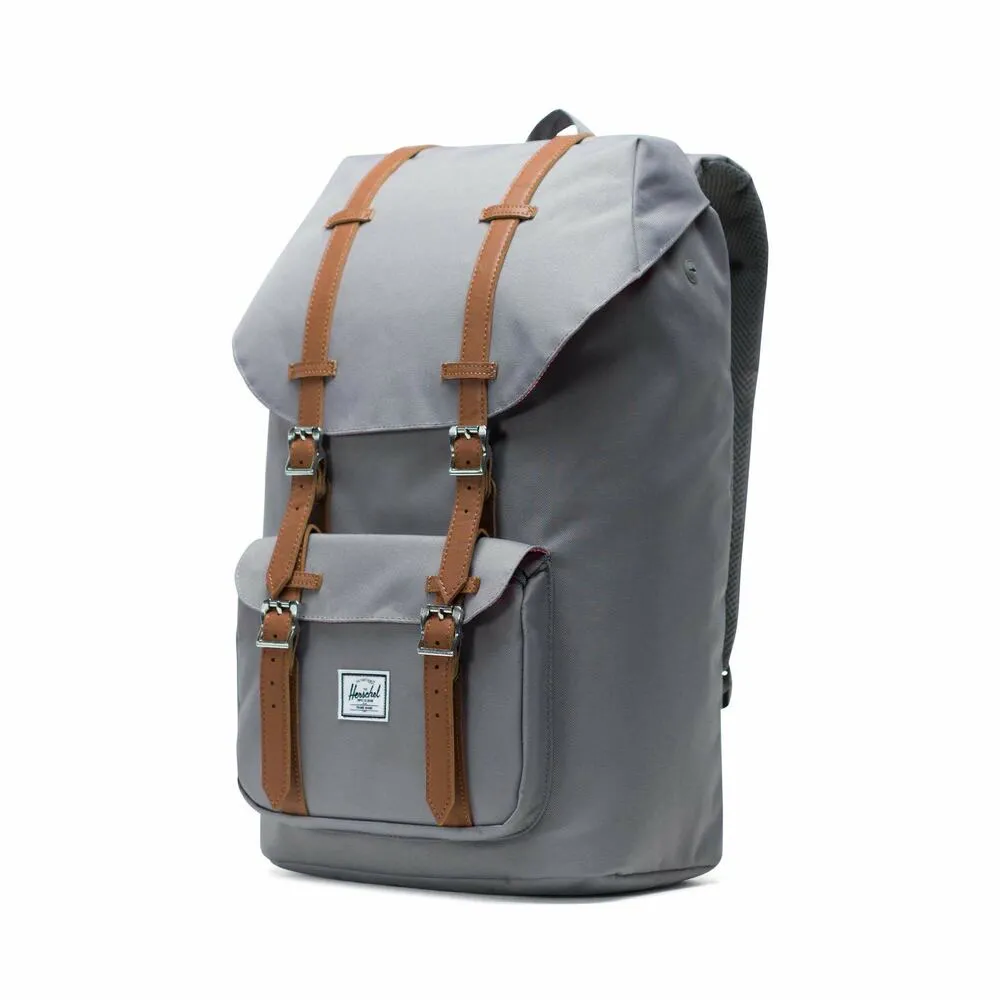 Tan Synthetic Leather Herschel Little America Backpack-Grey