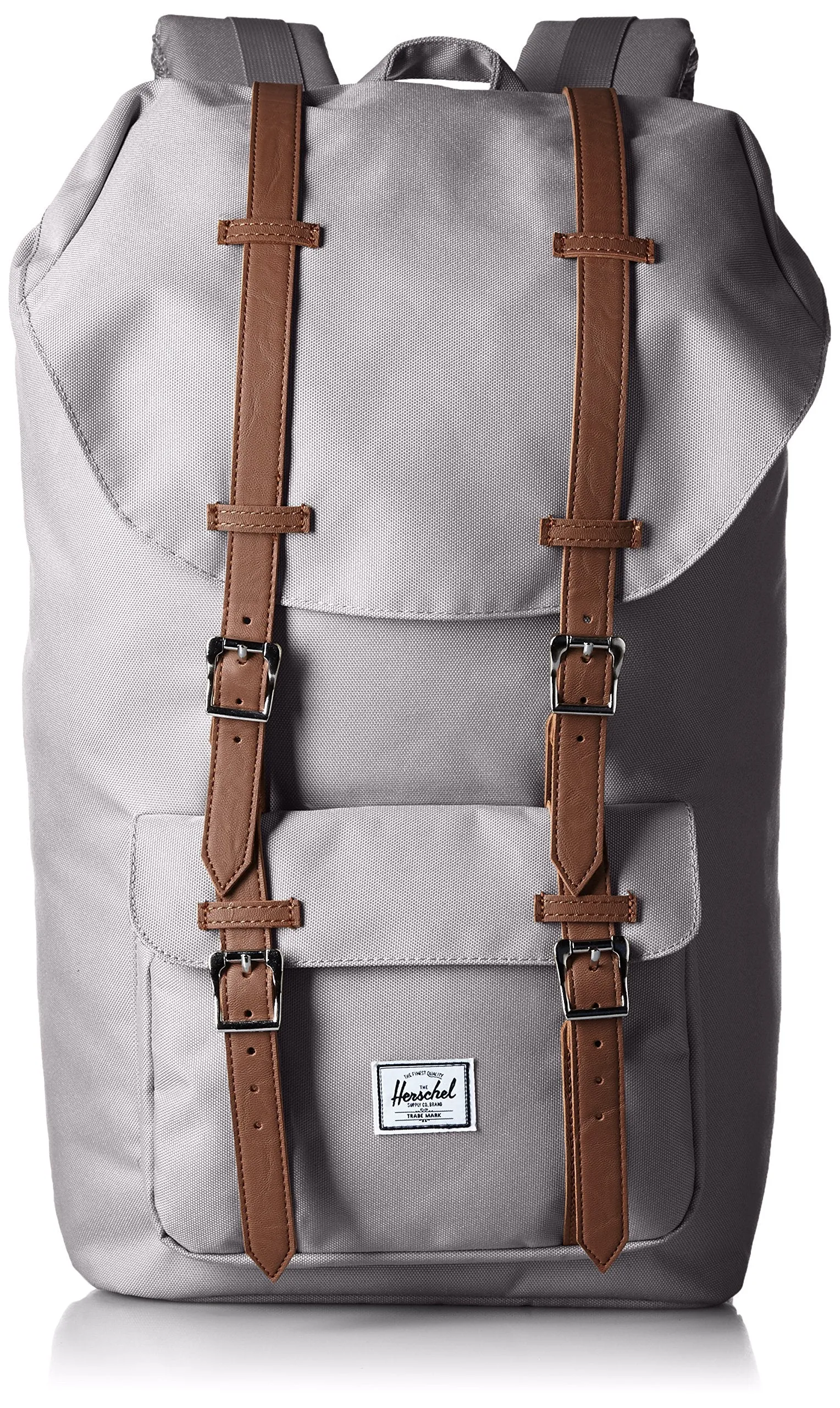 Tan Synthetic Leather Herschel Little America Backpack-Grey