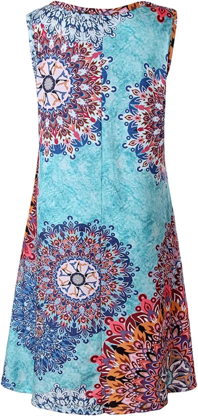 Tanst Sky Summer Dresses for Women 2025 Casual Sleeveless Sundresses Tank Dress Mini Loose Beach Cover Up with Pockets