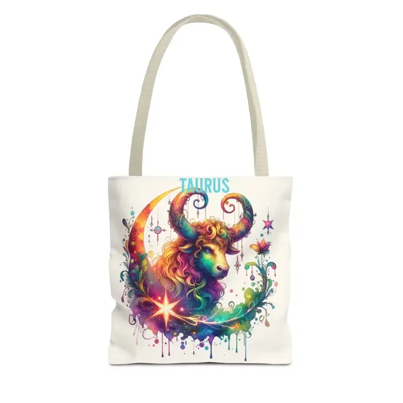 Taurus Zodiac Tote Bag with Black Cotton Handles
