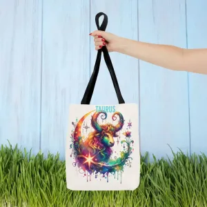 Taurus Zodiac Tote Bag with Black Cotton Handles