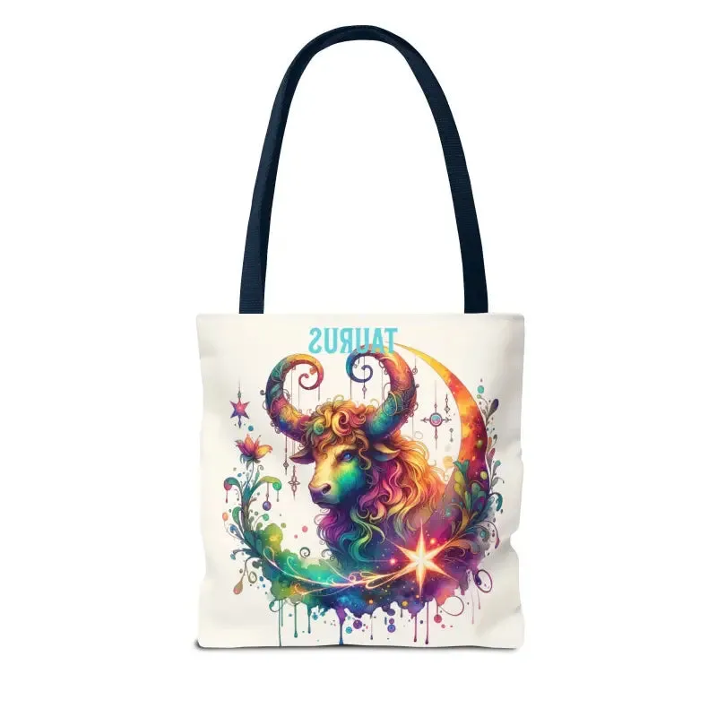 Taurus Zodiac Tote Bag with Black Cotton Handles