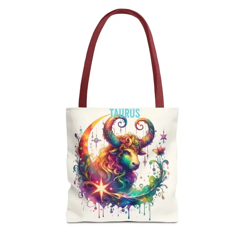 Taurus Zodiac Tote Bag with Black Cotton Handles